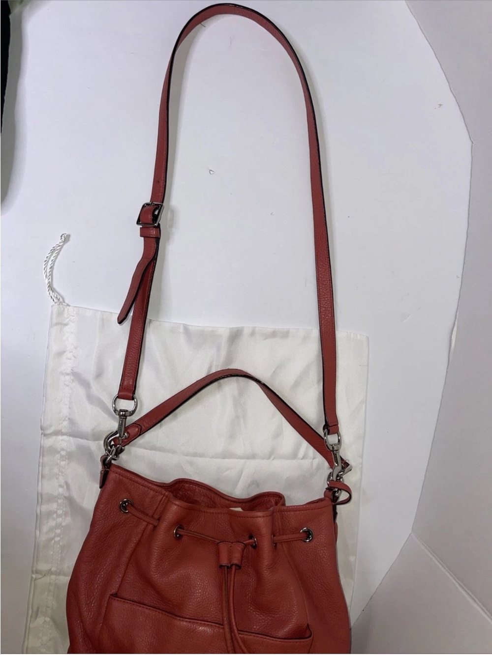 VTG Coach Avery F27003 Coral Leather Drawstring Crossbody Shoulder Bag AUTHENTIC - Picture 9 of 15
